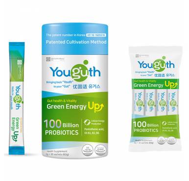 YOUGUTH PROBIOTICS Green Energy Up Gut Health + Vitality Boost 2g x 30 sachets (100 Billion CFUs)